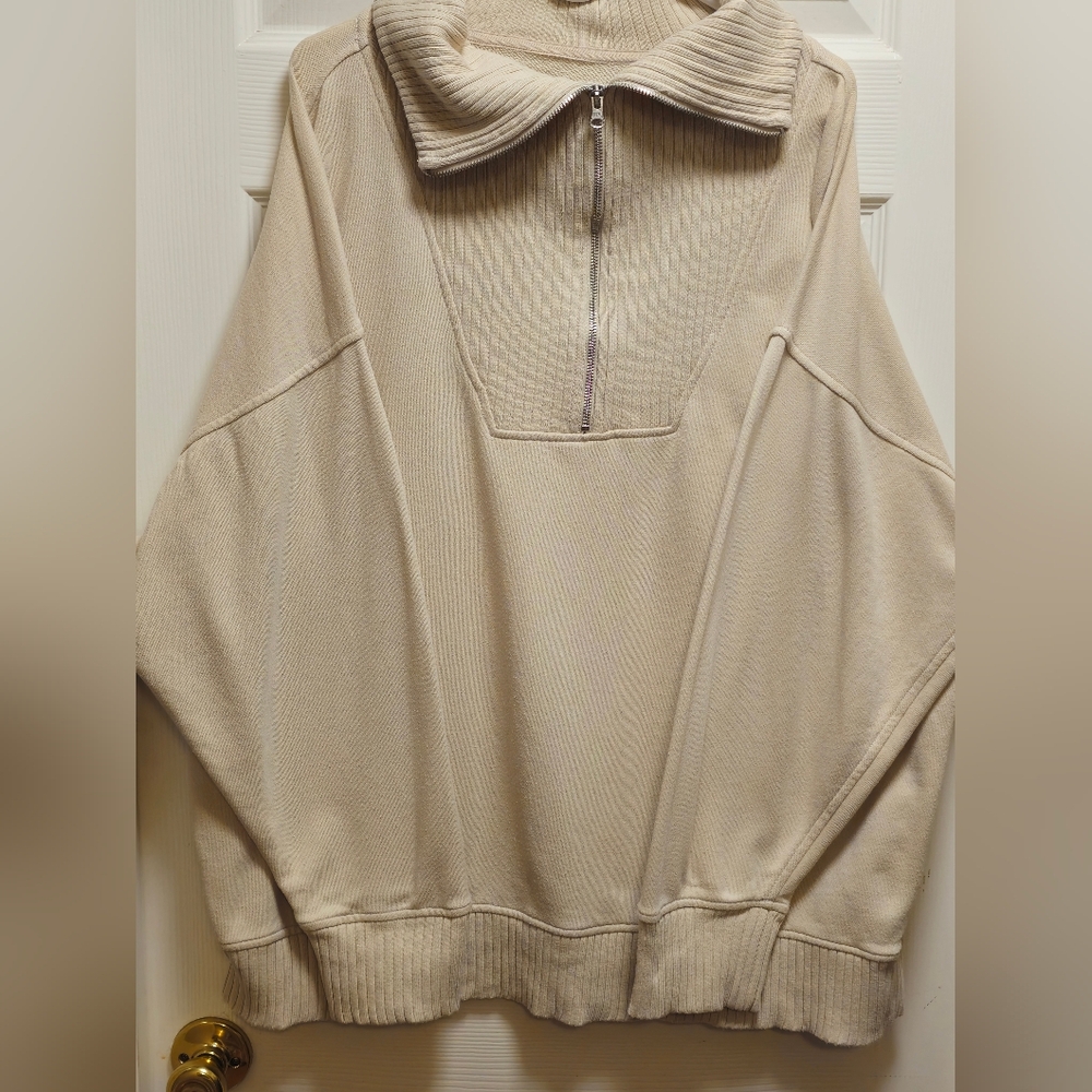 Mem's AIRE Beige Turtleneck Sweater Size XL Cotton Long Sleeve